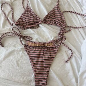 Striped Tie-Side Bikini Set